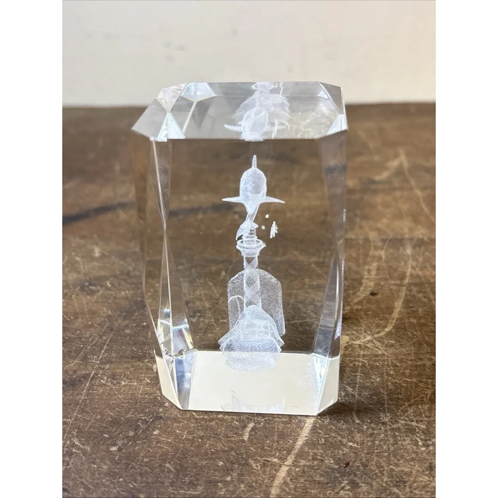 Crystal Cube Lighthouse Dolphin Beach Three Dimensional. Excellent Condition.